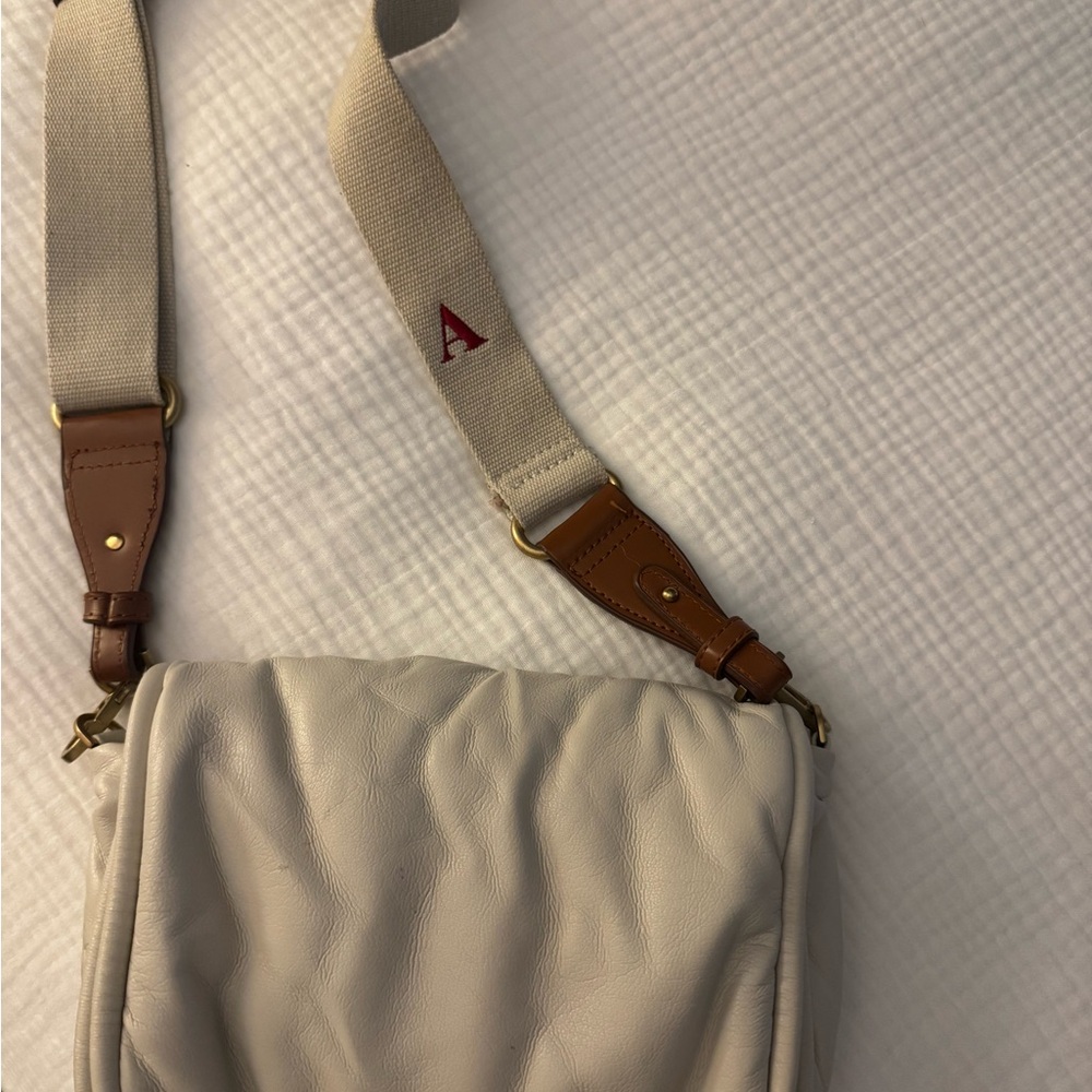 Zara Cream Crossbody Bag with Tan Accents